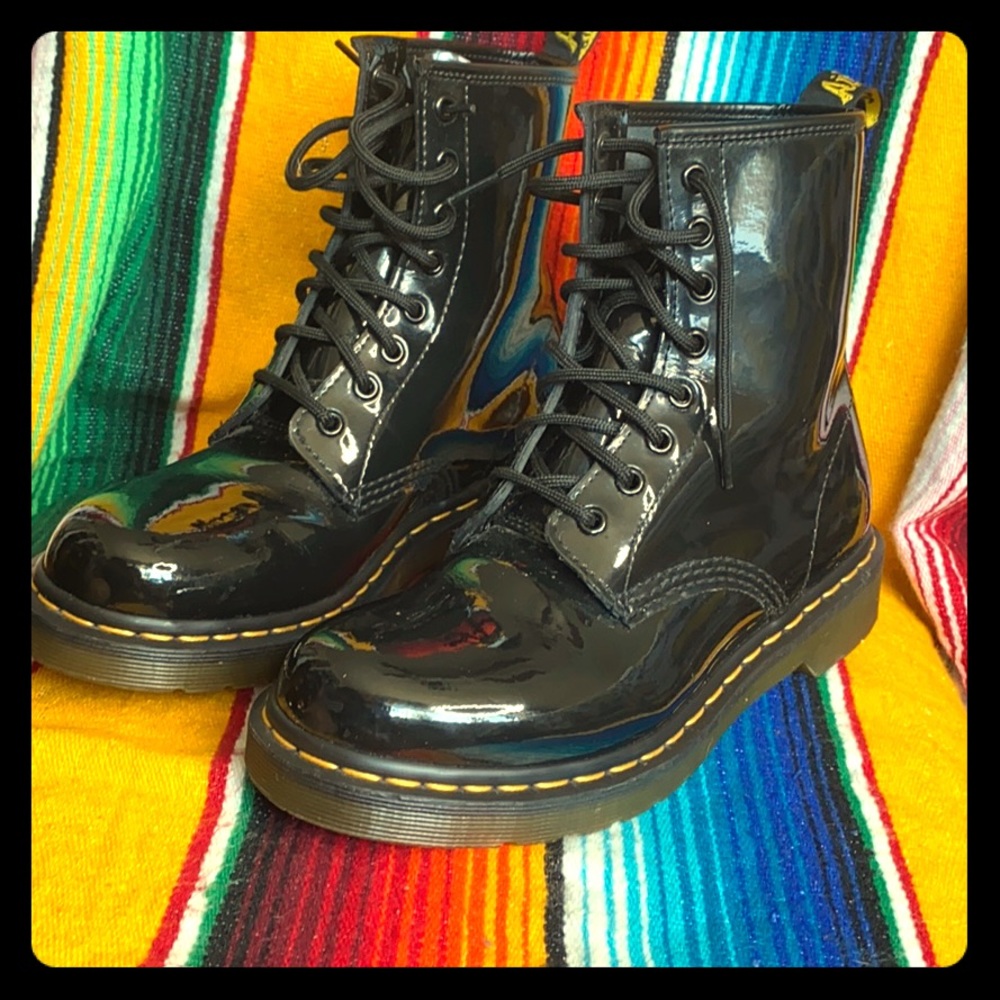 Black Patent Leather Boots Dr. Martens